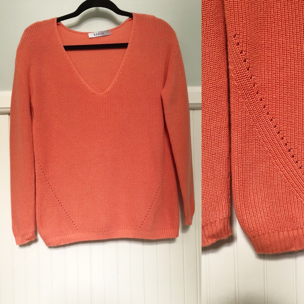 Kokun Coral Oversized Knit 100% Cotton Sweater EUC